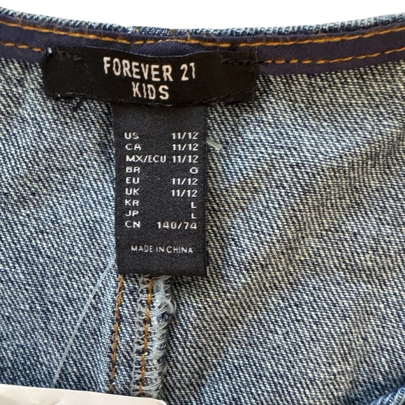 Forever 21 Blue Denim Jeans Dress Straight Sleeveless Belted Girls 11/12 NWT - Picture 7 of 9